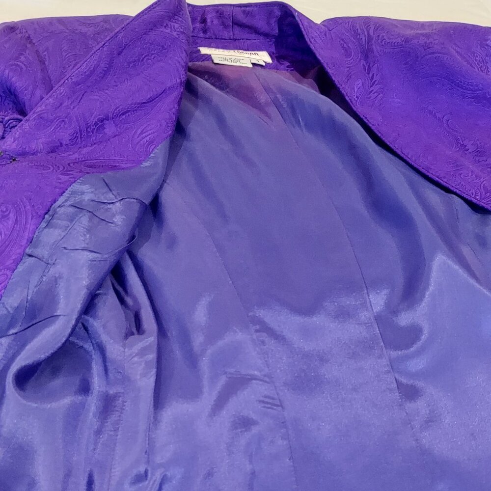 Maggy London PURPLE 100% Silk Asian Inspired Dress Suit Size 4P - Picture 10 of 13